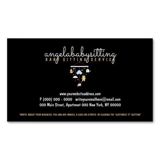 Carte De Visite Magnétique Jouets suspendus bébé Nuage éléphant canard (devant)