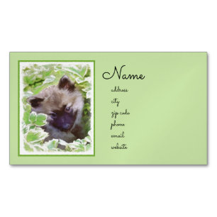 Carte De Visite Magnétique Keeshond Puppy in the Garden Peinture Art original
