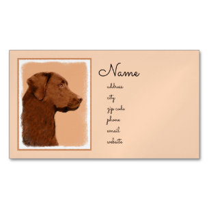 Carte De Visite Magnétique Labrador Retriever (Chocolat) Peinture - Chien Art