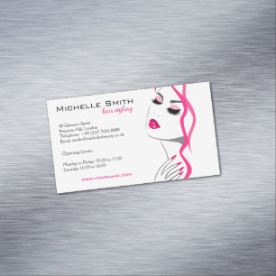 Carte De Visite Magnétique Lashes Manucure Cheveux rose fille marque de beaut