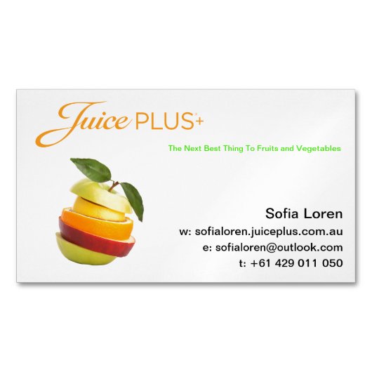 Carte De Visite Magnétique LE JP+ Logo orange de fruit découpé en tranches (devant)