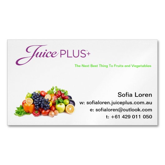 Carte De Visite Magnétique LE JP+ Logo pourpre de bol de fruit d'aimant (devant)