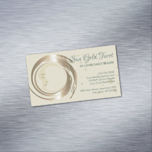 Carte De Visite Magnétique Lecteur de tarot céleste d'or