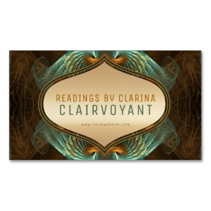 Carte De Visite Magnétique Lectures de Clairvoyance Aqua Green Gold Fractal A