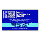Carte De Visite Magnétique Licence & Code Qr | Blue Professionnel HVAC (devant)