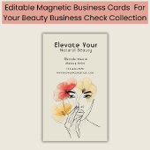 Carte De Visite Magnétique Ligne d'art minimale Fleurs de visage Beauté Logo