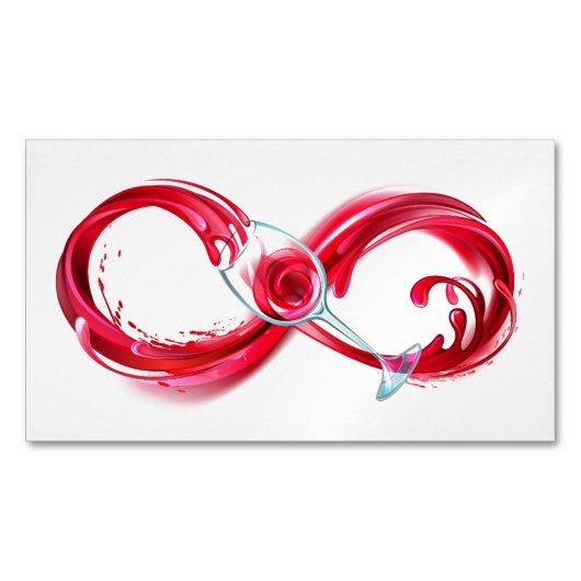 Carte De Visite Magnétique L'infini avec du vin rouge (devant)