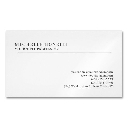 Carte De Visite Magnétique Linge de Luxe Classique Simple Professionnel (devant)