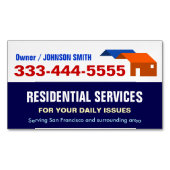 Carte De Visite Magnétique Logement d'urgence local et services résidentiels (devant)