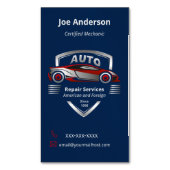 Carte De Visite Magnétique Logo automobile rouge et argent (devant Vertical)