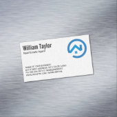 Carte De Visite Magnétique Logo bleu moderne de l'immobilier | Modèle Damask (In Situ)