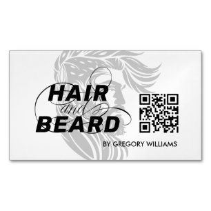Carte De Visite Magnétique Logo Cheveux Code QR Cheveux & Barbe
