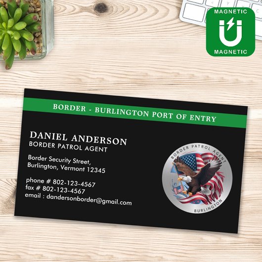 Carte De Visite Magnétique Logo de la patrouille frontalière de l'application