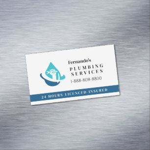 Carte De Visite Magnétique Logo de l'entreprise de services de plomberie prof