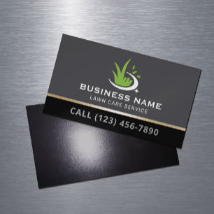 Carte De Visite Magnétique Logo de service d'entretien de pelouse professionn