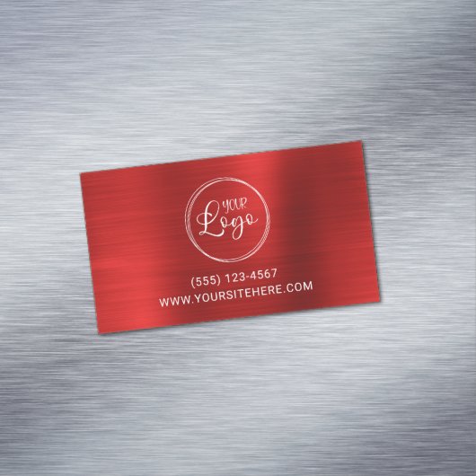 Carte De Visite Magnétique Logo d'entreprise Faux Bright Red Foil (In Situ)