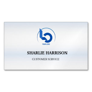 Carte De Visite Magnétique Logo d'entreprise Minimaliste bleu Employé Perso