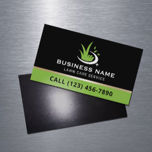 Carte De Visite Magnétique Logo d'entretien de pelouse Service de paysagisme 