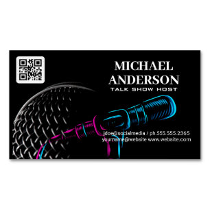 Carte De Visite Magnétique Logo du microphone   Podcast Vlogger