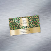 Carte De Visite Magnétique logo du motif léopard vert émeraude (In Situ)