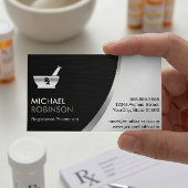 Carte De Visite Magnétique Logo du pharmacien - Argent Noir moderne