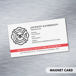 Carte De Visite Magnétique Logo du pompier du service d'incendie personnalisa