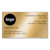 Carte De Visite Magnétique Logo et texte simple effet or (devant)