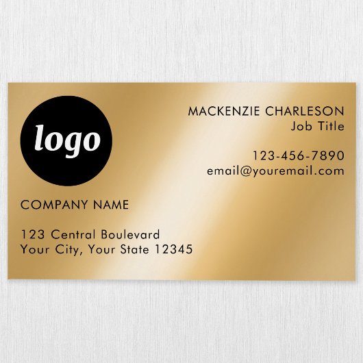 Carte De Visite Magnétique Logo et texte simple effet or