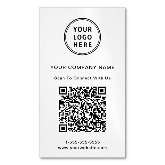 Carte De Visite Magnétique Logo moderne Créez votre code QR (devant Vertical)