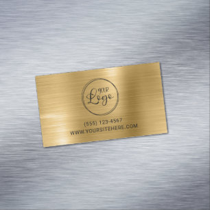 Carte De Visite Magnétique Logo noir avec URL du site Web en feuille d'or