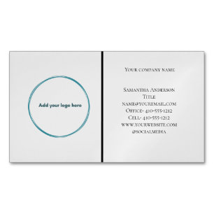 Carte De Visite Magnétique Logo noir blanc gris minimaliste professionnel