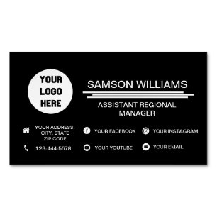 Carte De Visite Magnétique Logo Personnalisé Noir Icônes Minimalistes Des M