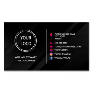 Carte De Visite Magnétique Logo professionnel minimaliste Site de médias soci
