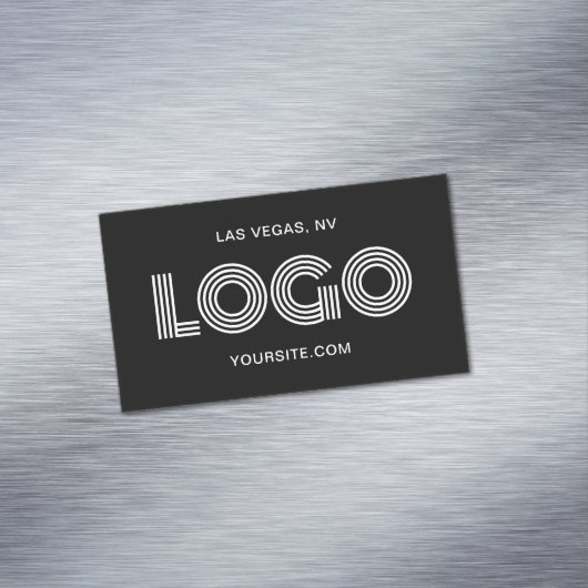 Carte De Visite Magnétique Logo rectangulaire moderne noir et blanc (In Situ)