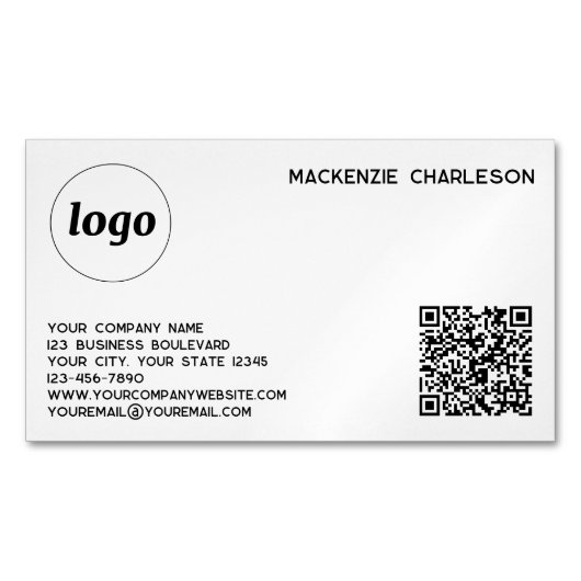 Carte De Visite Magnétique Logo simple et code QR (devant)