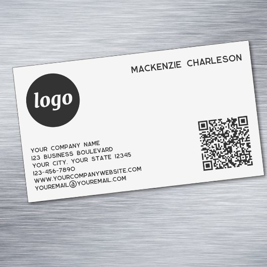Carte De Visite Magnétique Logo simple et code QR