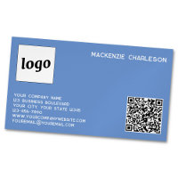 Logo simple et code QR bleu