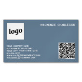 Carte De Visite Magnétique Logo simple et code QR Dusty Blue Grey (devant)