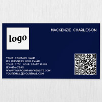 Logo simple et code QR Navy Blue