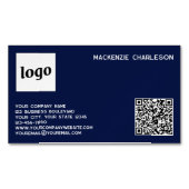 Carte De Visite Magnétique Logo simple et code QR Navy Blue (devant)