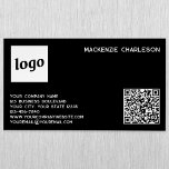 Carte De Visite Magnétique Logo simple et code QR noir<br><div class="desc">Un carte de visite magnétique simple et professionnel avec le logo de votre entreprise et le choix du code QR du site Web. Minimaliste et professionnel pour représenter votre marque. Modifiez la couleur de l'arrière - plan et du texte pour refléter votre marque.</div>