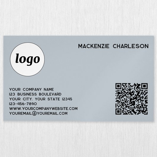 Carte De Visite Magnétique Logo simple et code QR Poudre bleu
