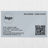 Carte De Visite Magnétique Logo simple et code QR Poudre bleu