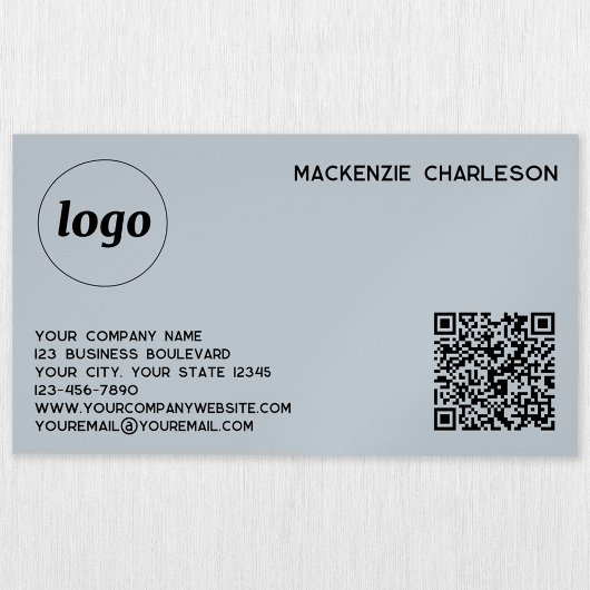 Carte De Visite Magnétique Logo simple et code QR Poudre bleu