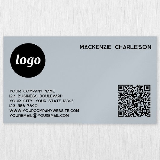 Carte De Visite Magnétique Logo simple et code QR Poudre bleu
