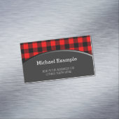 Carte De Visite Magnétique Lumberjack Style - tissu rouge + vos idées (In Situ)