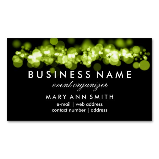 Carte De Visite Magnétique Lumières vertes professionnelles élégantes de (devant)