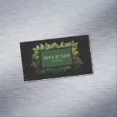 Carte De Visite Magnétique Lush Green Fern Foliage Black Modern Botanical (In Situ)
