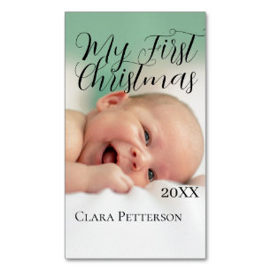Carte De Visite Magnétique Ma première photo bébé de Noël ajouter nom année m
