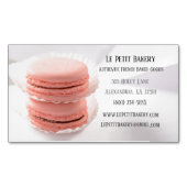 Carte De Visite Magnétique Macarons rose Pâtisserie Chef boulangerie boulange (devant)